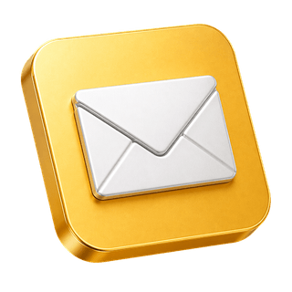 En la página de contacto, un icono ornamental que representa un sobre de correo en 3D